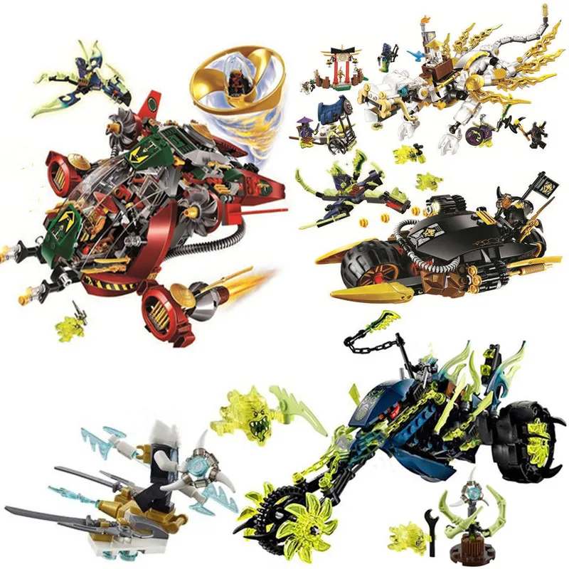 

298pcs Ninja Chain Cycle Ambush Motor Vehicle Masters of Spinjitzu 10395 Assemble toy Building Blocks Brick Compatible with Lego