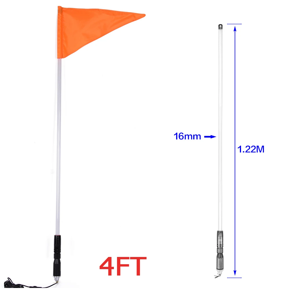 4ft 5ft освещенная антенна RGB кнут со светодиодом легкий флаг для песка Багги UTV ATV грузовик для jeep для песка рельсы - Цвет: 4FT