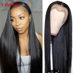 Lace Front Human Hair Wigs 1B Straight 13×4 4X4 Transparent 30 32in Preplucked 180 Density Brazilian Black Virgin Remy For Women