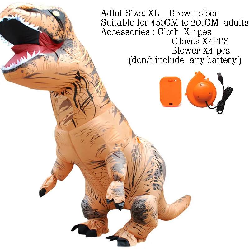 T-rex динозавр надувной костюм талисман костюм Deguisement Хэллоуин Pour Animaux Косплей динозавр - Цвет: Adult Size