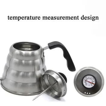 

New 1.2/1L Stainless Steel Coffee Pot with Thermometer Long Spout Kettle Gooseneck Drip Coffee Kettle Thermo Maker Pour Over Tea