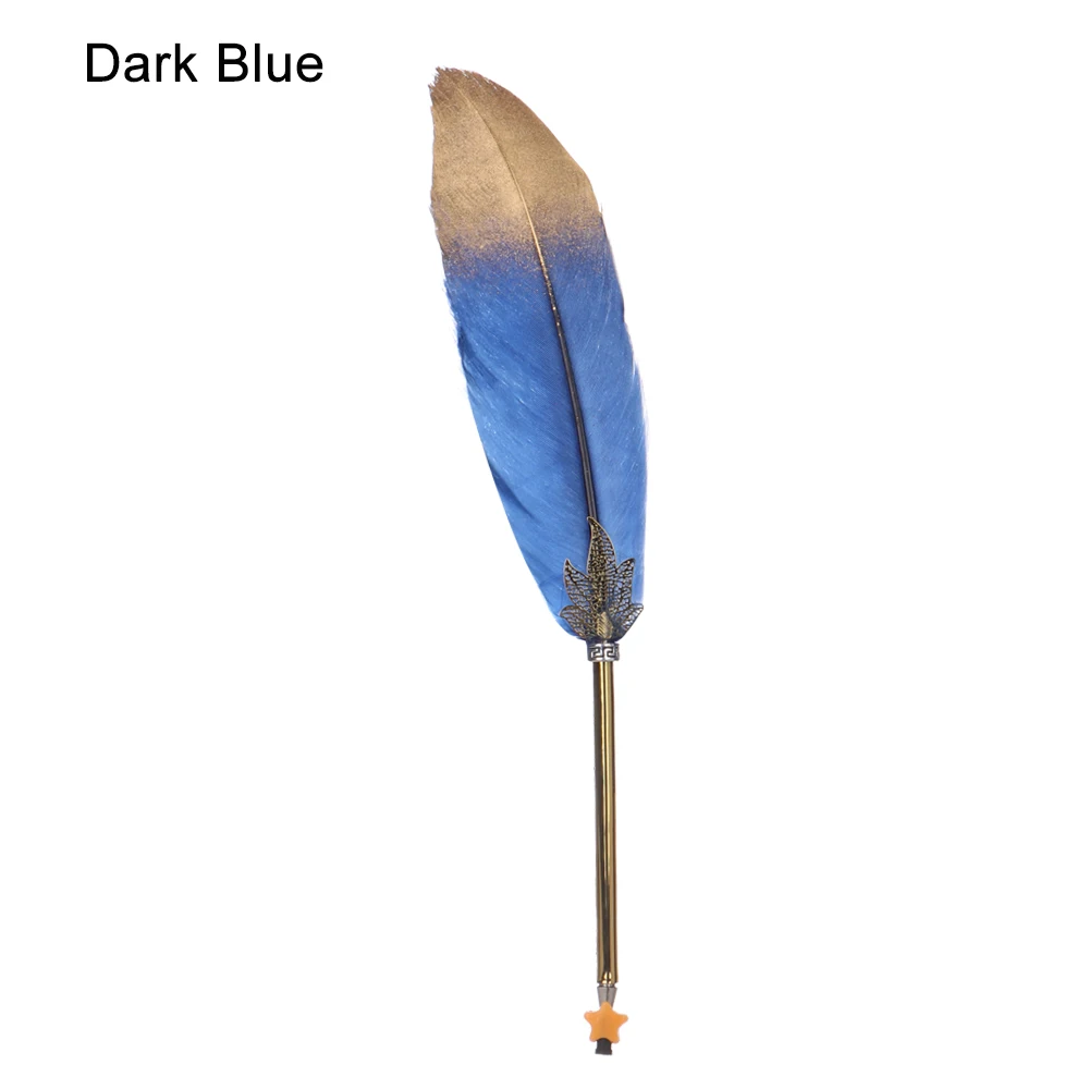 Dark blue Ballpoint Gel Pen Gold Feather Pens Custom Decorative Pen Signature Writing Tool Stationery School Office Supplies Christmas Gif - Цвет: Dark blue