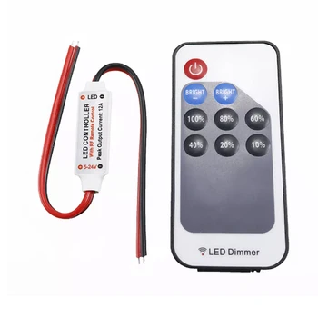 

Protable DC5-24V dimmer 9-key Cordless Remote Control RF Light-emitting Diode led Dimmer Controller for Monochrome Light Bar