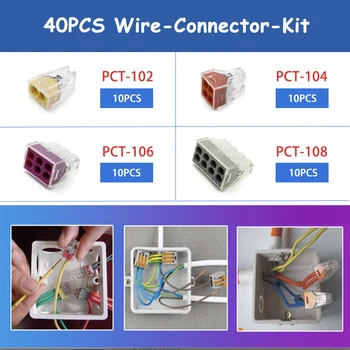 

40pcs PCT-102 wiring connector For Junction box Assortment Kit wire conductor terminal block 773-102 pct-104 red gray 773-104