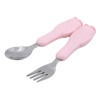

Baby Gadgets Tableware Set Children Utensil Stainless Steel Toddler Dinnerware Cutlery Cartoon Infant Food Feeding Spoon Fork