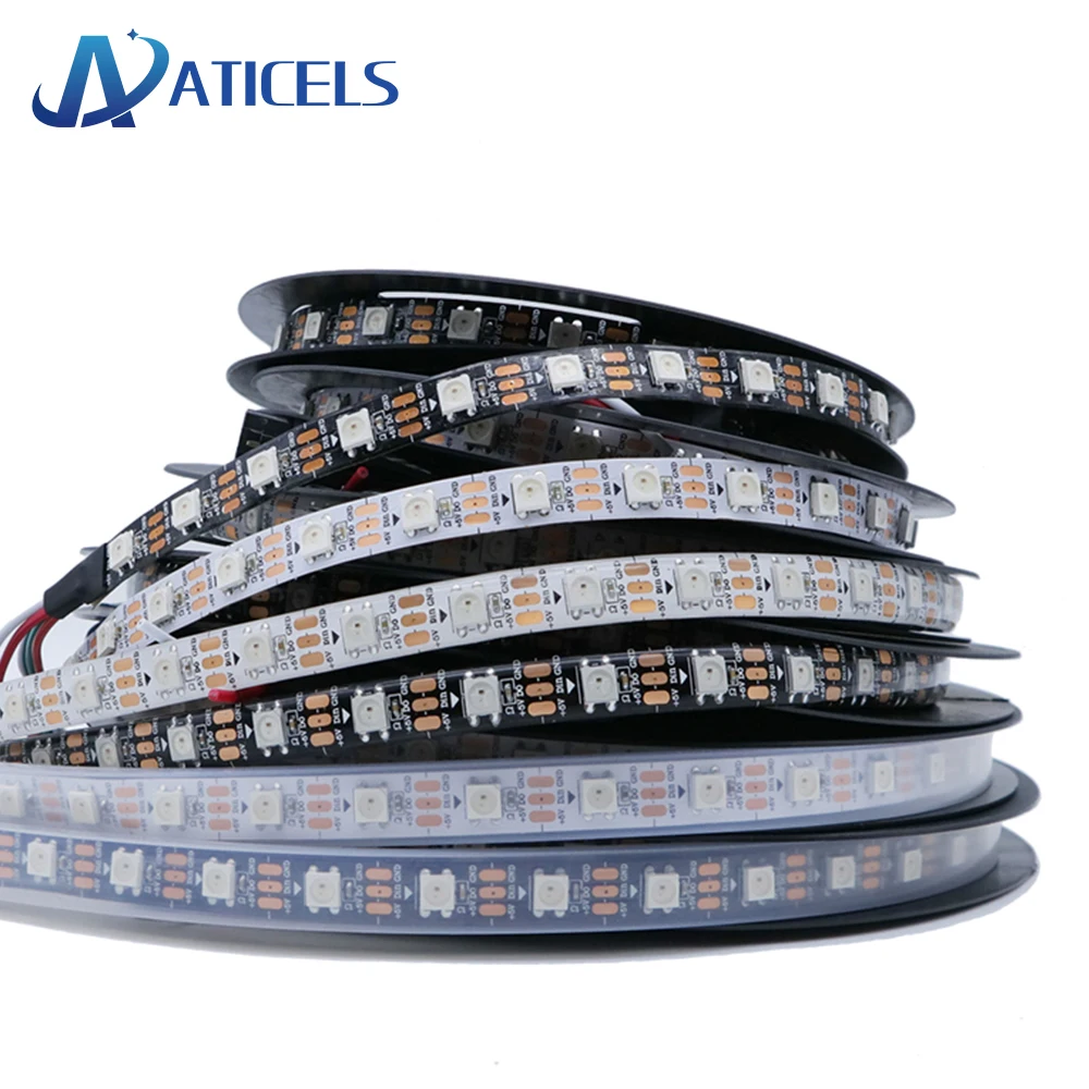 

DC 5V WS2812B LED Strip 30/60/144 pixels Individually Addressable RGB LED Strip 5050 Built-in 2812 IC 1M/5M IP20/IP65/IP67