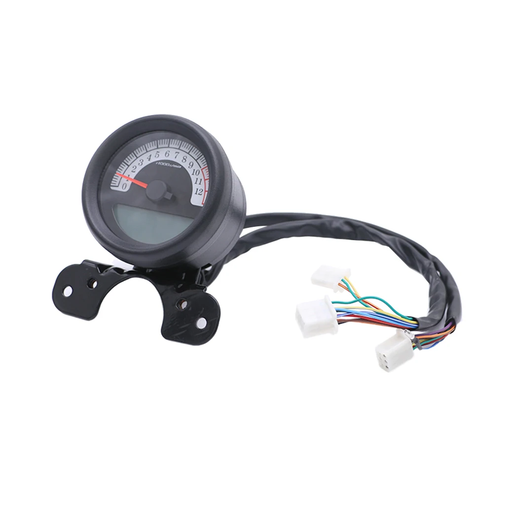 New LCD Digital Speedometer Tachometer Odometer for Motorcycle Scooter ATV - Black
