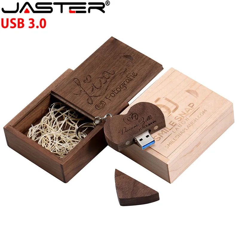 JASTER 64 Гб деревянная форма сердца usb3.0 + упаковочная коробка USB флешка Флешка 4 ГБ 16 32
