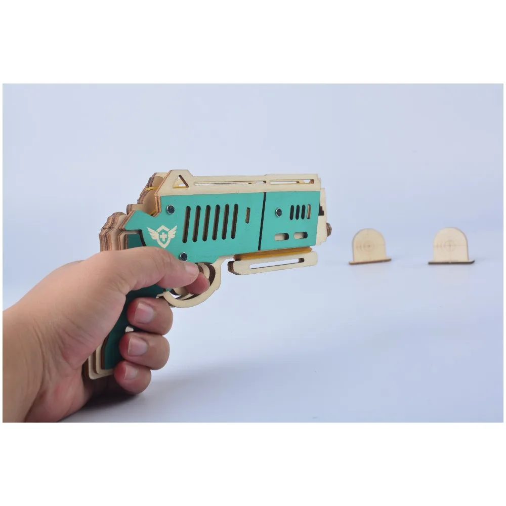 DIY 3D Эластичный пистолет Модель деревянная головоломка обучающая образовательная игрушка-игра в сборе игрушки для детей головоломки детские игрушки