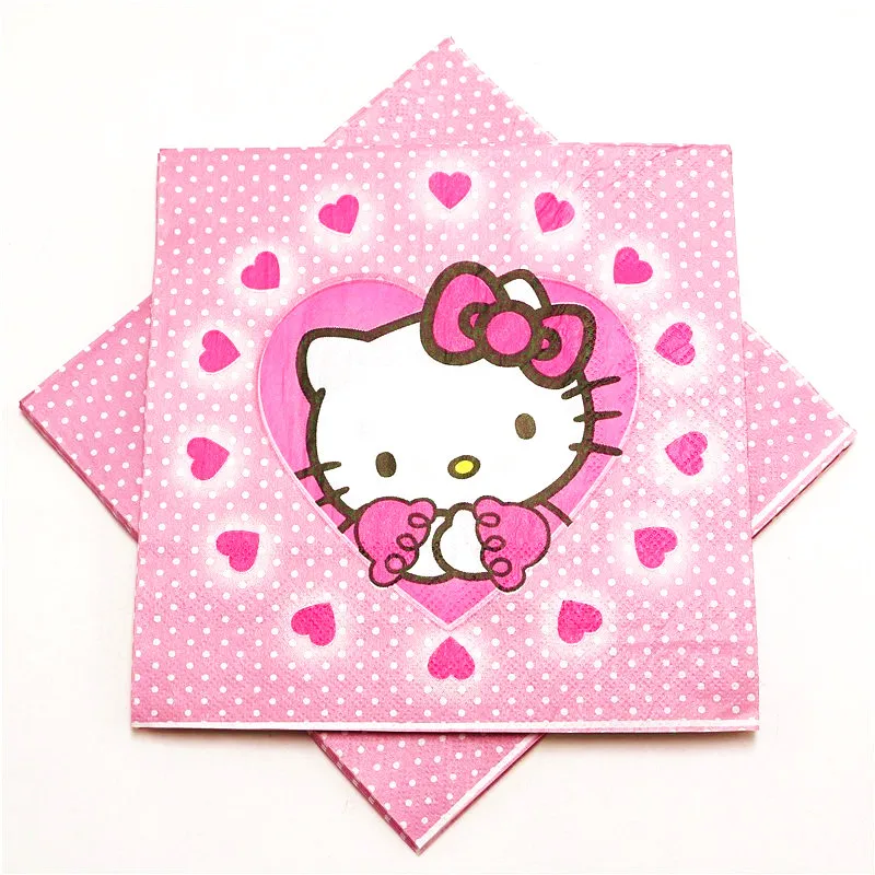 Розовый мультфильм hello kitty 61 шт/41 шт одноразовые наборы посуды ребенок день рождения кружки, тарелки, салфетки украшение скатерти поставка