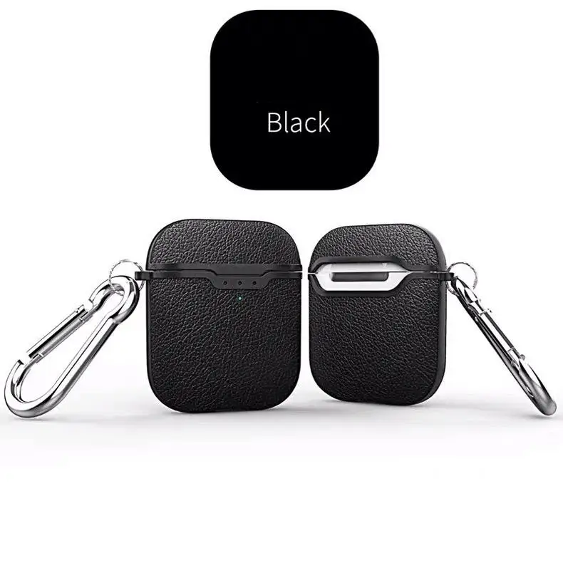 Чехол для Airpods 2 с кожаным узором Личи, мягкий ТПУ, Bluetooth, беспроводные наушники, защитный чехол для Airpods, зарядная коробка