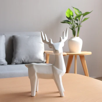 

Vintage Ceramic Porcelain White Deer Figurine Handmade Home Animal Statue Desk Decor Style Is Smart Device Theme Material