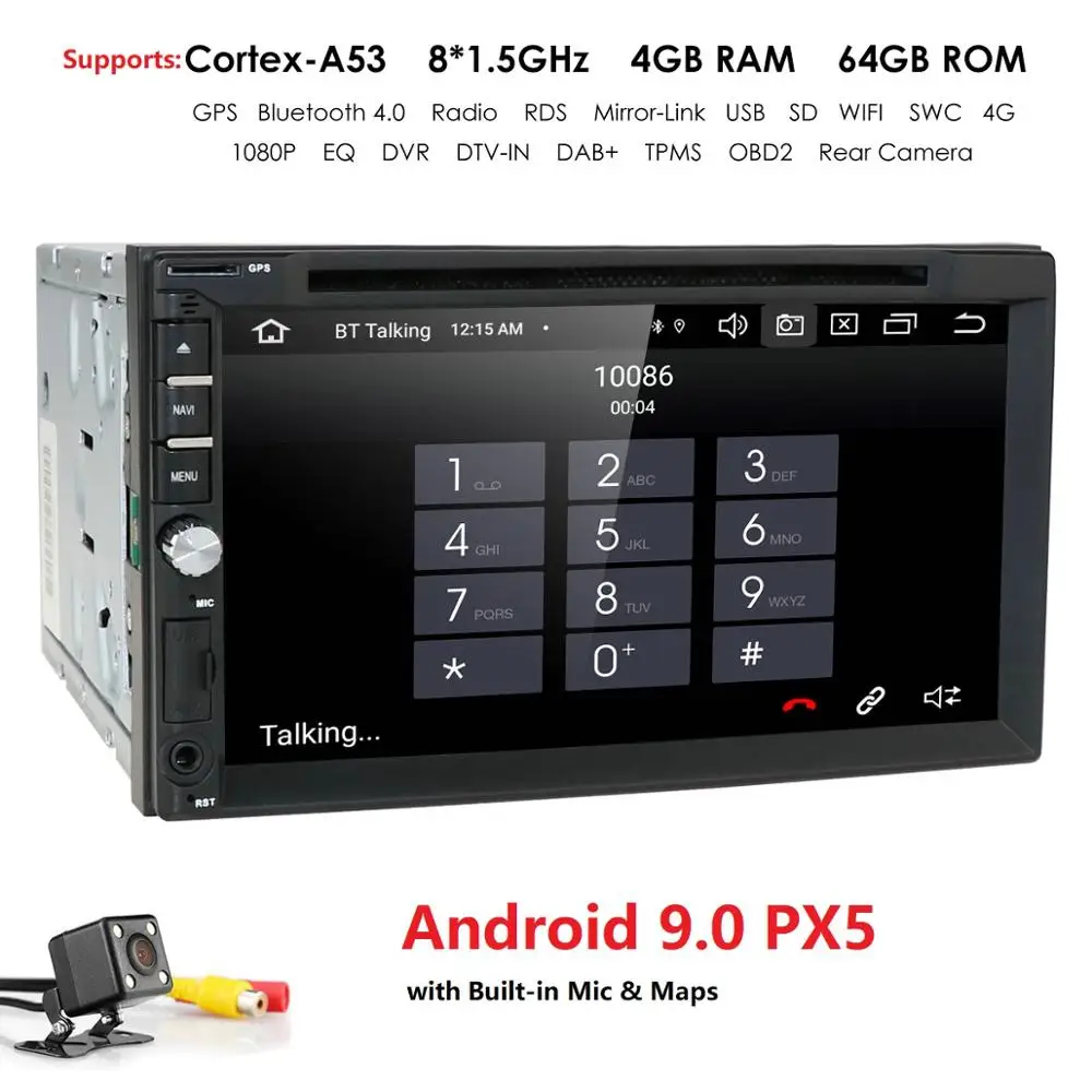 

Hizpo Octa Core 7" HD 2 Din Autoradio Android Mirrorlink Car Radio Bluetooth Car Multimedia Player FM USB rear camera 4GB+64GB