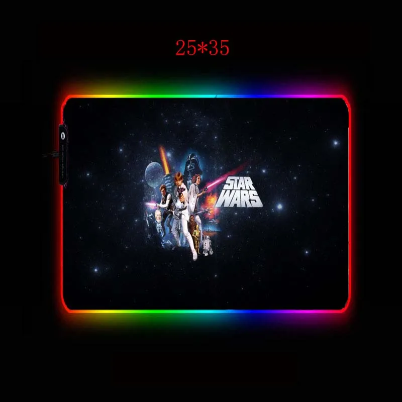 Yuzuoan RGB Звездные Войны Логотип очень большой комфорт скорость игры клавиатура Коврик для мыши XXL PC светодиодный usb-кабель с подсветкой игровой коврик для управления