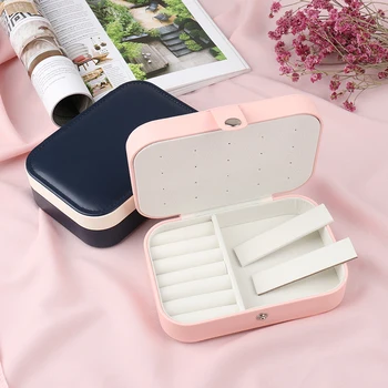 

Fresh And Simple Girl Protable Leather Multi-function Jewelry Storage Box