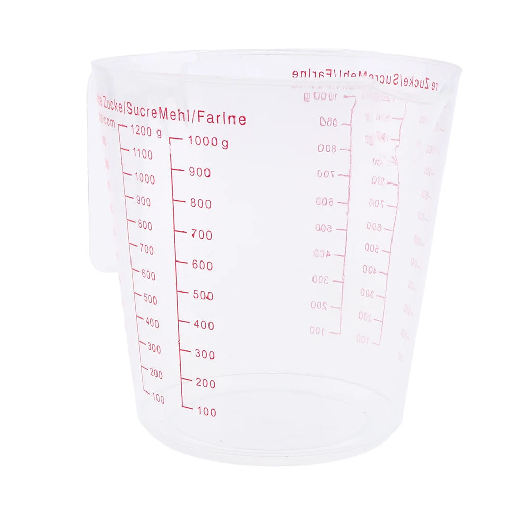 Transparent Plastic Measuring Cup for Home Kitchen Lab, Easy to Read, 40oz 1200ml