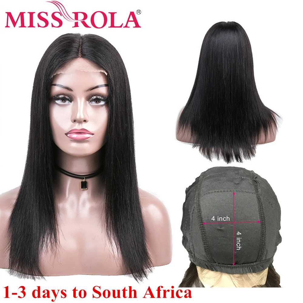Miss Rola, парики из натуральных волос, перуанские прямые волосы, 100% человеческие волосы, прямые, натуральный цвет, 4*4, парик с кружевом спереди