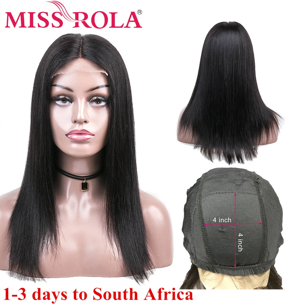 

Miss Rola Lace Closure Human Hair Wigs Peruvian Remy Hair 100% Human Hair Straight 4*4 Lace Closure Wig 8-30 Inchs 180% Density