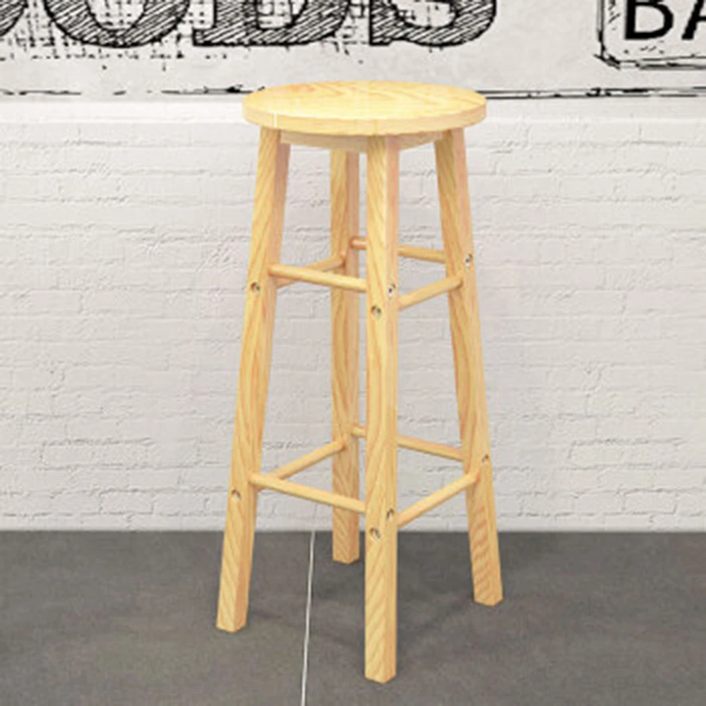 Solid wood bar stools bar retro bar chair fashion European high chair 70cm reinforced version walnut hand chair