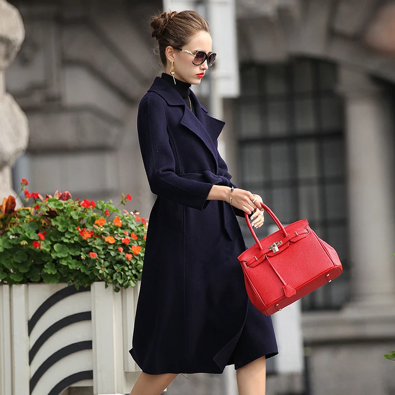 

European 2020 Wool Coat Female Long Winter Coat Women With Belt Double-side Cashmere Coats Women's Spring Jacket 15D1131 s 's