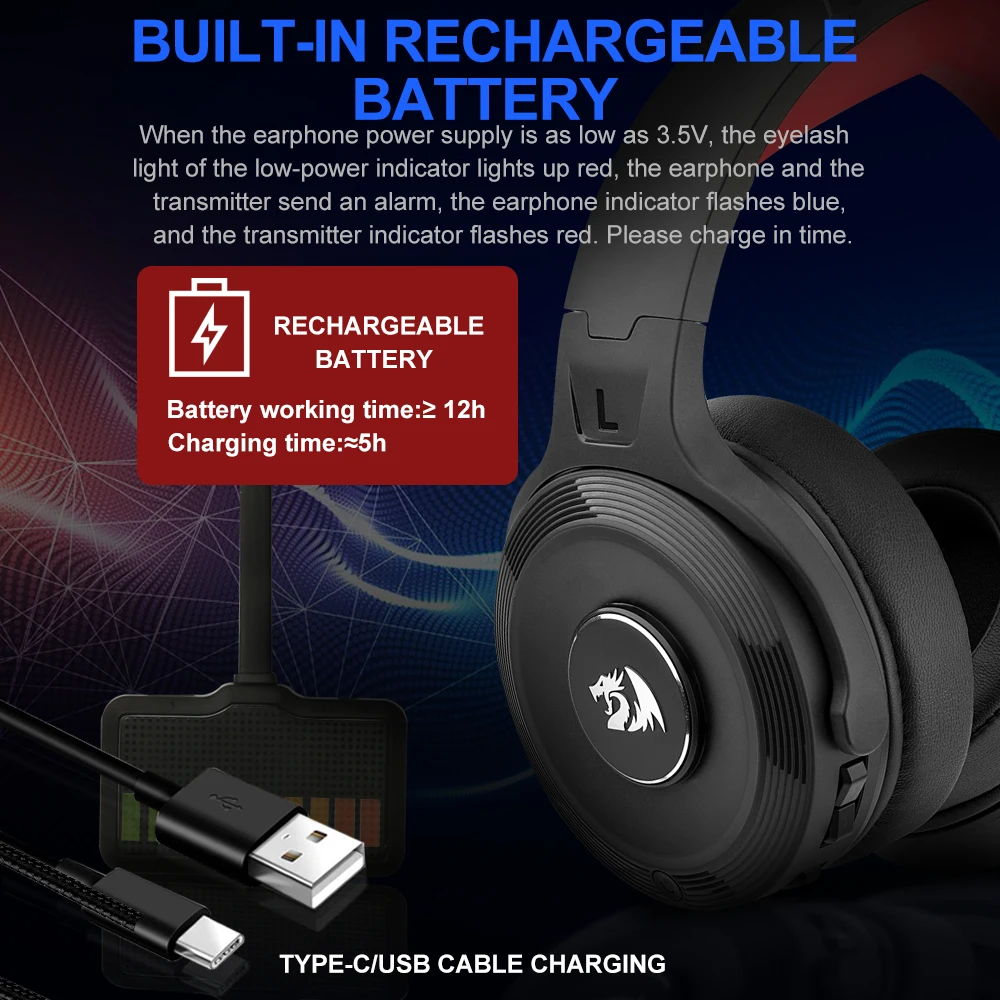 Redragon H818 Pelops Pro Gaming 2.4g 