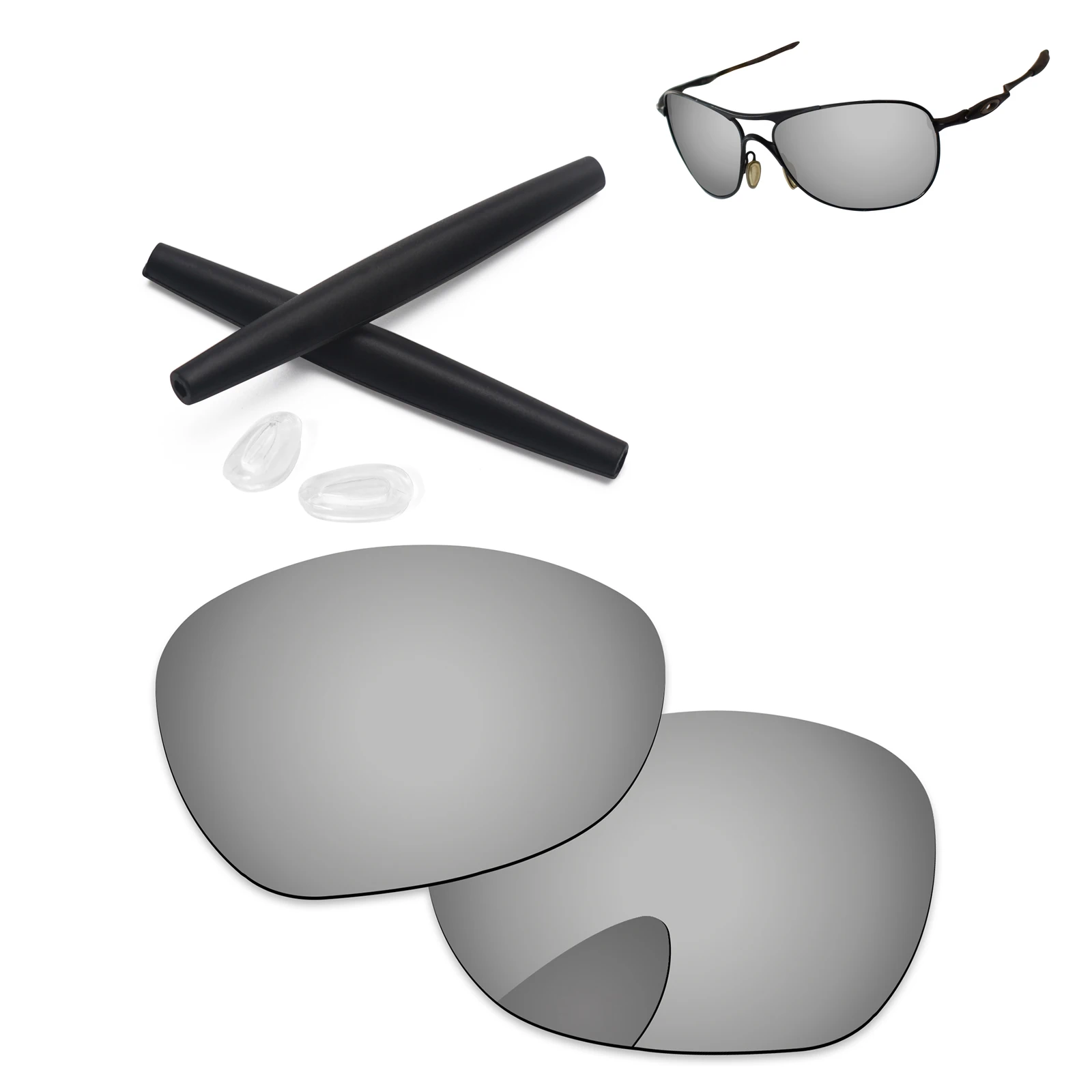 PapaViva Polarized Replacement Lenses and Ear Socks& Nose Pads for Authentic Crosshair New 2012 OO4060- Multiple Options - Цвет линз: Chrome Silver