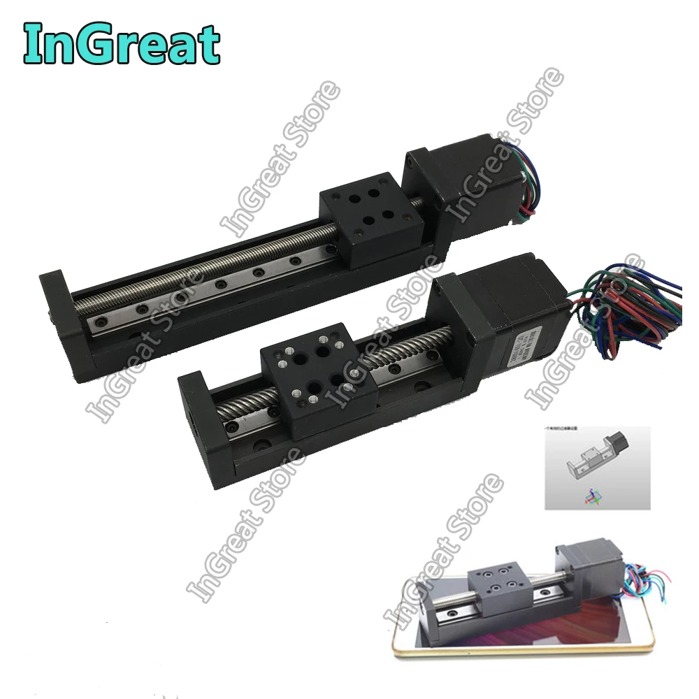 T6 Mini LeadScrew 12mm Pitch Slide Stage Linear Actuator Stepper Motor 50-200mm