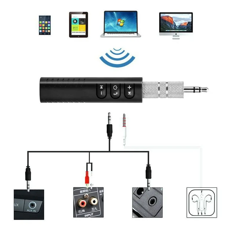 Mini Bluetooth Receiver Car 3.5 AUX Audio Sport Wireless Earphone Transmitter Handsfree Call Music Auto Adapter | Автомобили и