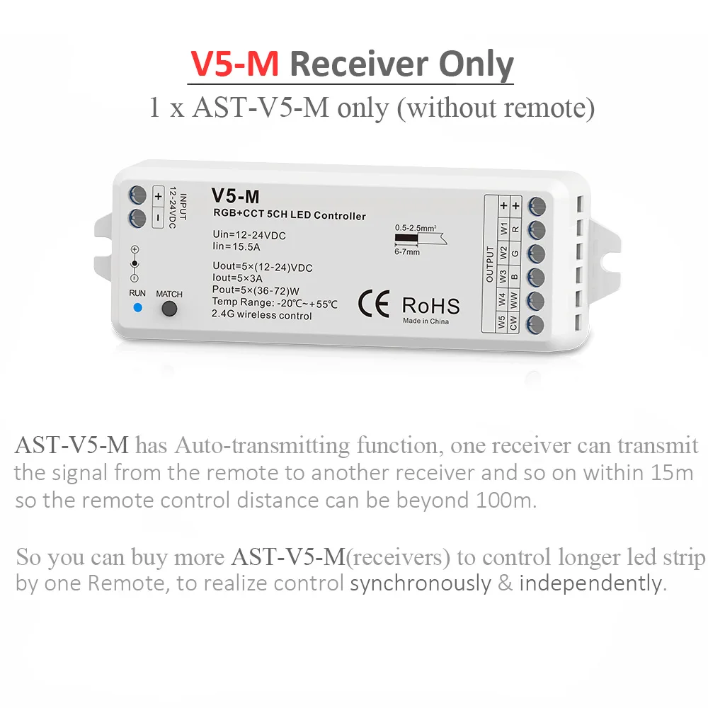 V5-M Controller Only RGBCCT светодиодный контроллер 12 В 24 В 5CH PWM RF беспроводной пульт дистанционного управления Смарт Wifi контроллер RGBWW для 5050 2835 RGBWW RGBCCT светодиодные полосы V5-M - Цвет: V5-M Controller Only