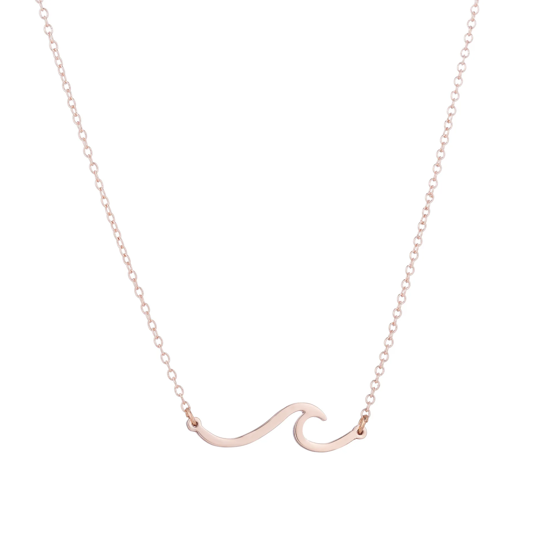 12 шт. розовое золото цвет нержавеющая сталь волна Ожерелье Подвеска для женщин