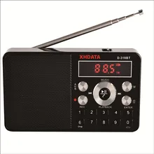 XHDATA D-318 BT FM Stereo Plastic Mini Zwart Multifunctionele Draagbare Radio Ondersteuning draadloze telefoongesprekken en A-B Herhalen(China)