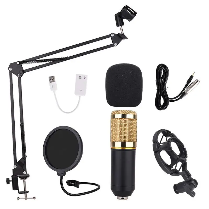 

BM 800 Professional Condenser Microphone for Computer Audio Studio PC Rrecording Karaoke Tripod Stand Pop Filter for bm800 Mic