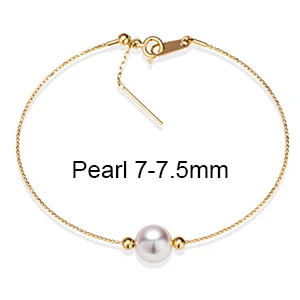 Sinya Au750 золотые браслеты с натуральным жемчугом и 18k золотыми бусинами можно регулировать длину носки можно DIY для женщин девушек и мам - Цвет камня: 7-7.5mm