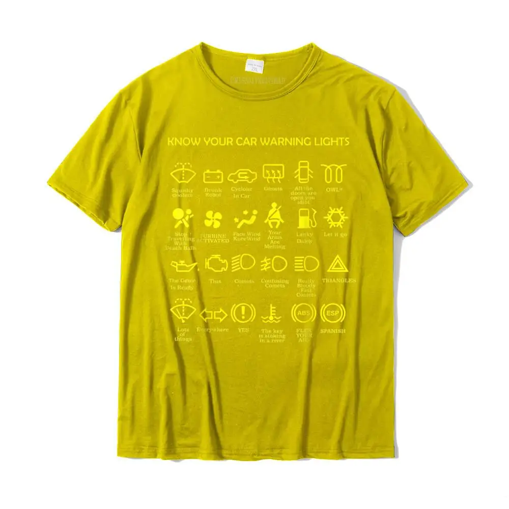 On Sale Men Tshirts Round Collar Short Sleeve 100% Cotton Customized T Shirt Printed T-shirts Wholesale Car warning lights Very Funny Joke Unique Driver Gift T-Shirt__MZ22874 yellow