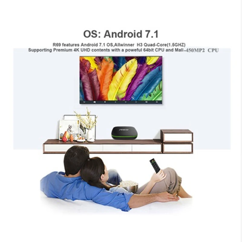 ТВ-бокс Smart Android 7,1 телеприставка 1 ГБ 8 ГБ Allwinner H3 четырехъядерный 2,4G Wifi телеприставка 1080P HD Поддержка 3D медиаплеер