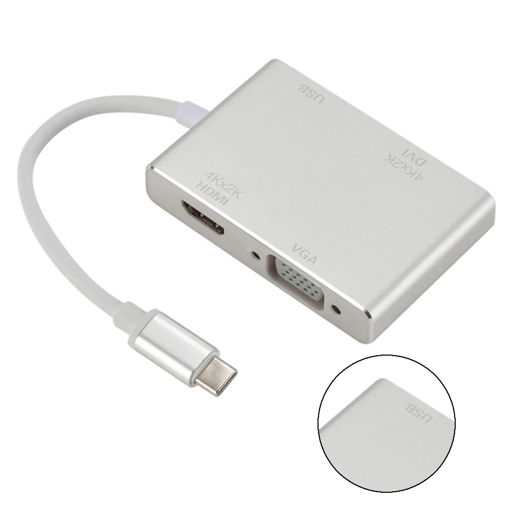 4 в 1 USB 3,1 type-C USB-C HDMI VGA DVI USB 3,0 кабель-адаптер для Macbook