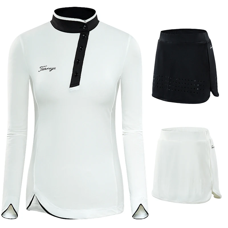 Женская юбка-шорты для гольфа, наборы, весенне-осенняя спортивная одежда, рубашки с длинным рукавом для девушек, тонкая одежда для бадминтона, спортивная одежда для гольфа