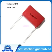 

10pcs/lot 1600V 1NF 1000PF 102J 0.001UF P15MM 15MM pitch 1600V 5% DIP CBB Polypropylene film capacitor