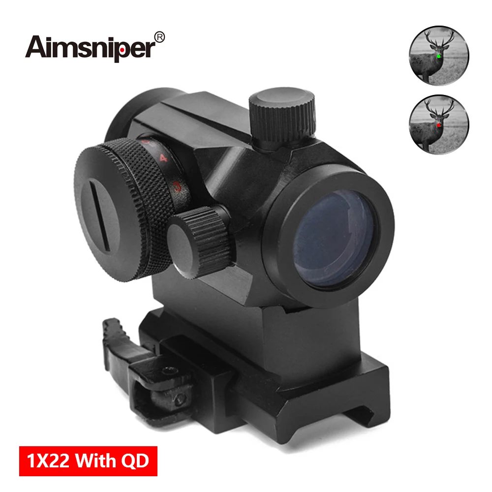 Hunting 1X22 Red Dot Sight Tactical Optical Collimator Sight Rifle Scope With 20MM QD Riser For AR15 Airsoft Rifle Accessories