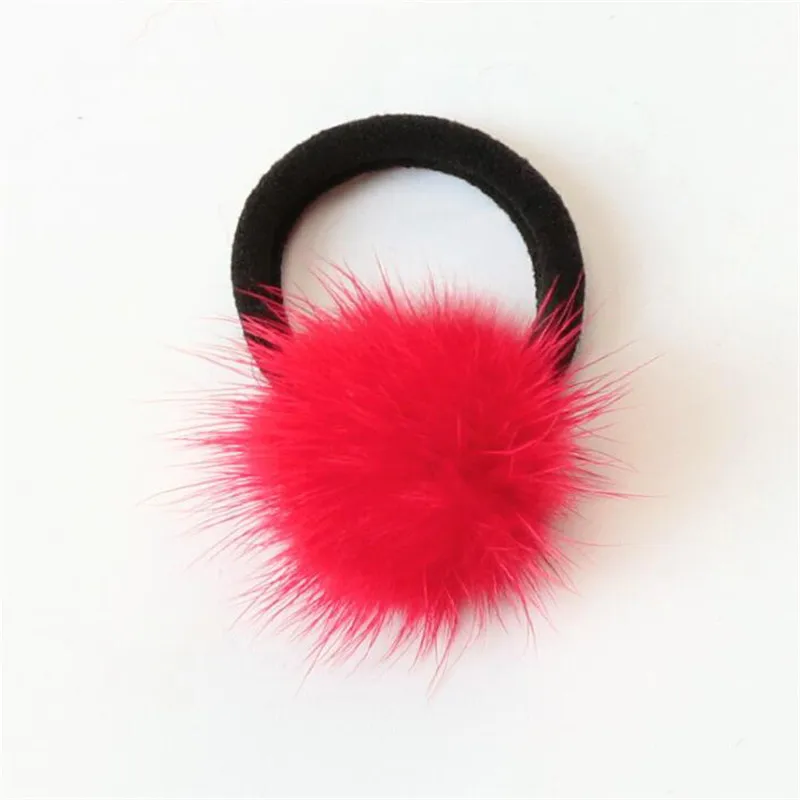 Красный Baby Girl Fashion Gum Pompon Elastic Hair Bands Ball Pink Scrunchy Children Lovely Kids Rubber Headbands Hair Accessories - Цвет: Красный