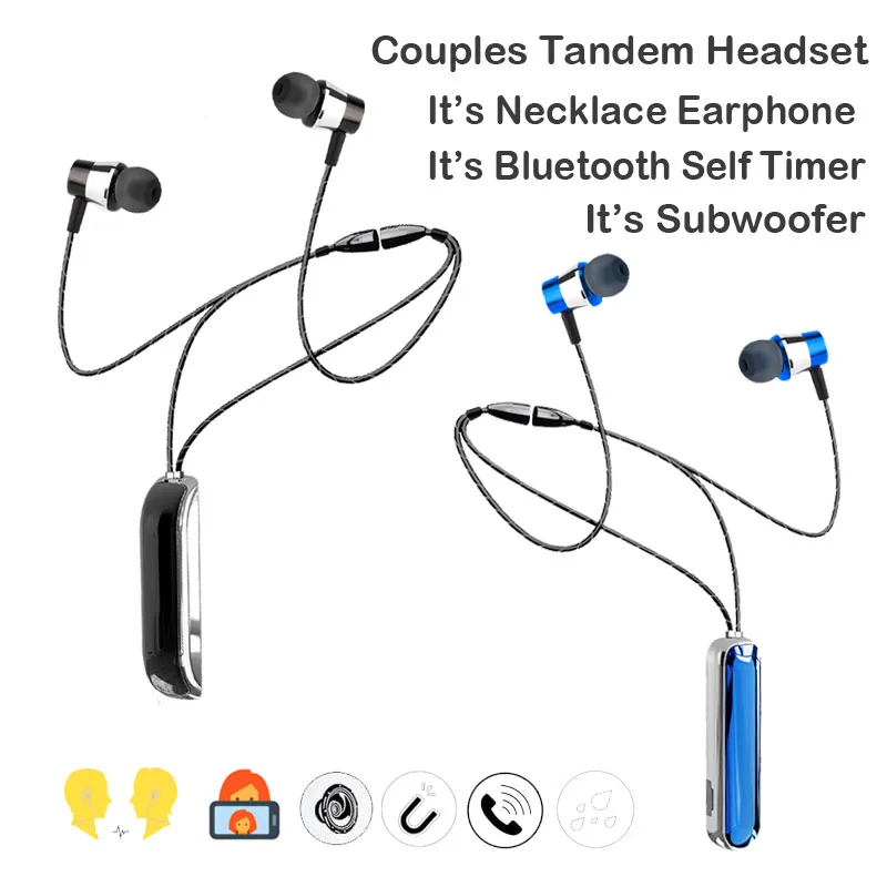 

Music share headset Wireless Bluetooth Stereo Earphone,Selfie,Magnetic,Waterproof,2 Earphones Auto Connect,9D Heavy Bass Earbuds