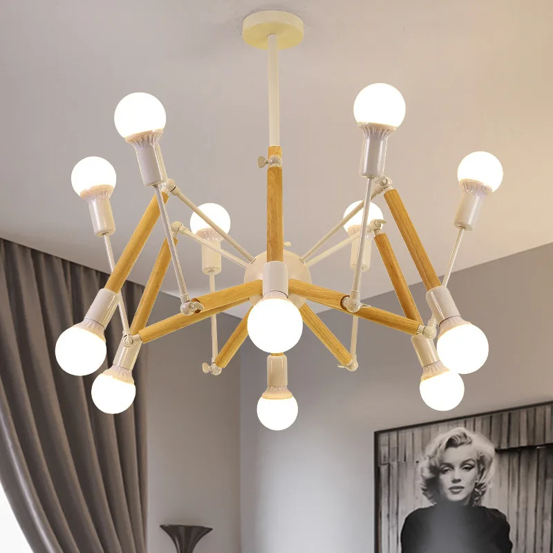 

nordic luminaire industrial lamp wood LED pendant lights living room Home Decoration E27 Light Fixture luminaire