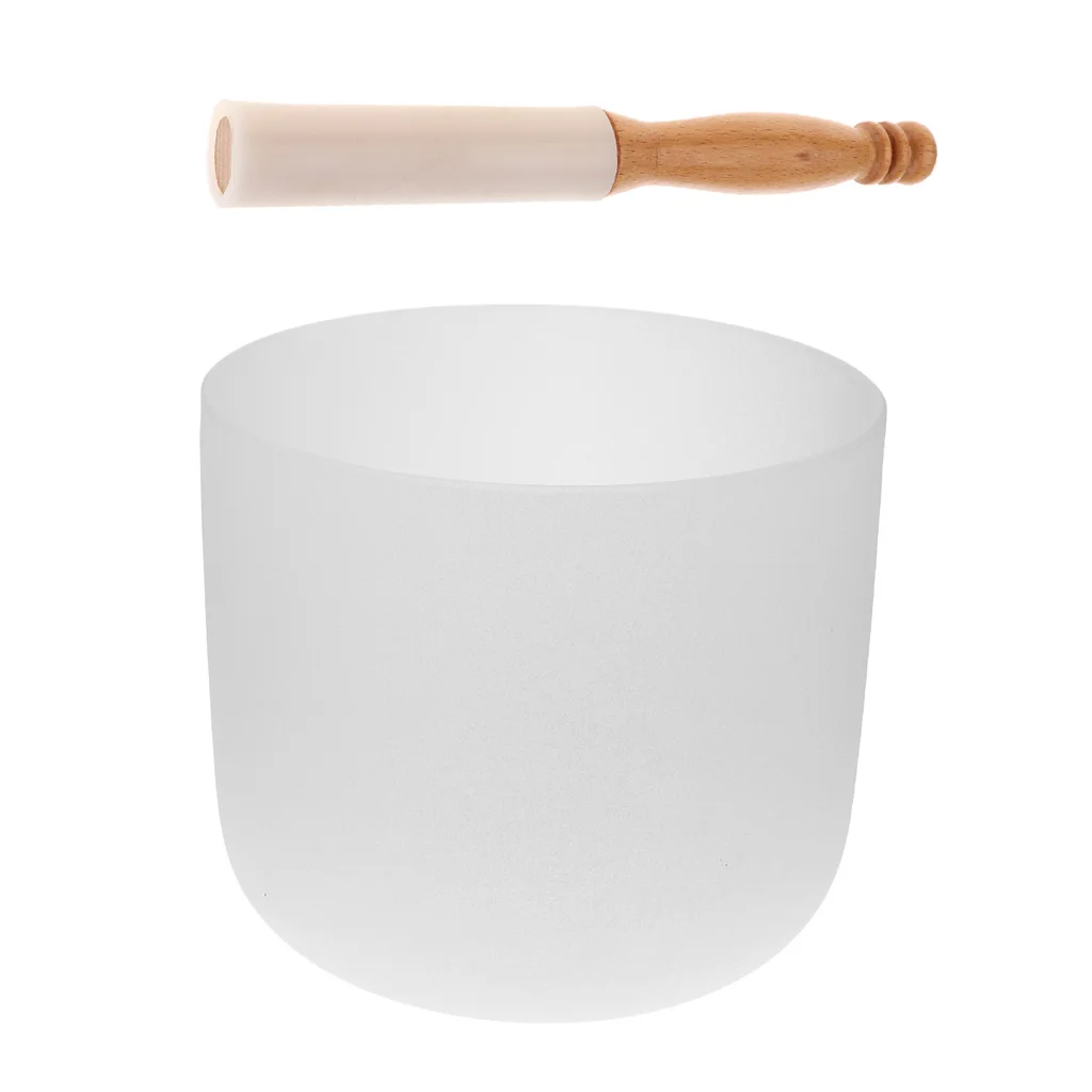 Novelty F Note Quartz Crystal Singing Bowl + Rubber Mallet Gift Handicraft for Friends Kids Family