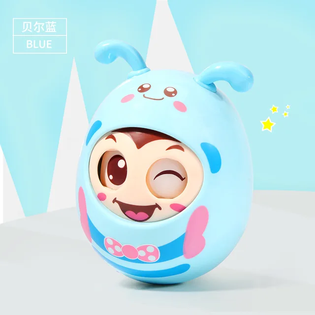 Cute Tumbler Baby Jingle Bells Dolll Blink Eyes Roly-Poly Silicon Teether Toy Fun For Newborns Gift Baby 0-12 Months Toys 2