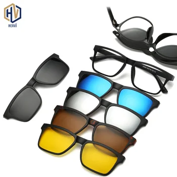 

5+1 suit Fashion Clip On Sunglasses Women Frames Clips Magnetic Sunglasses Magnet eyeglasses men Clip glasses 6 in 1