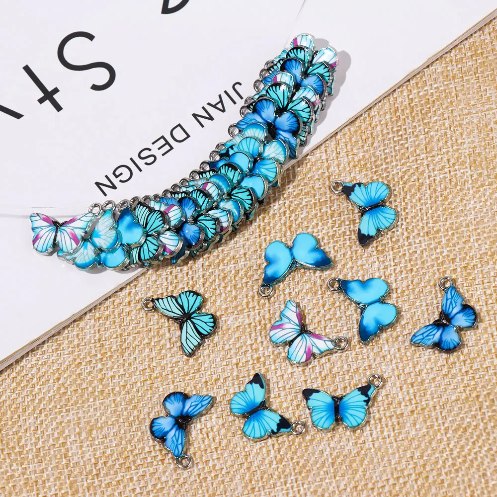 10 PCS Gift Earrings Accessories DIY Material Necklace Bracelet Handmade Jewelry Blue Enamel Butterfly Charms Animal Pendants | Украшения и