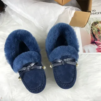 

2020 Warm Women Snow Boots Fashion Ankle Boots Woman Genuine Leather Snow Boots Women 100% Wool Winter Boots