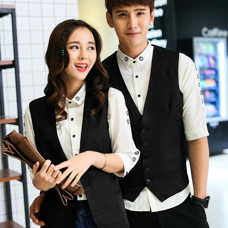 Салон слоек рабочая одежда жилет корейский стиль Slim Fit Мода Мужчины и Женщины Англия бармен волос стилист небольшой жилет мужской