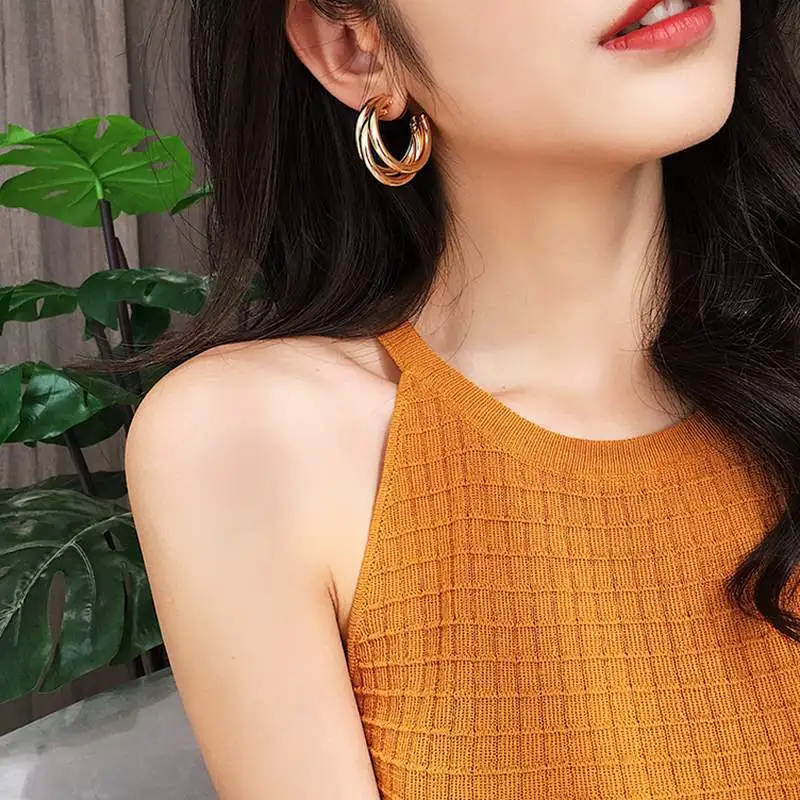 gold OMHXZJ HS114 Европейская мода для женщин и девушек, подарок на день рождения, свадьбу, круглые серьги-гвоздики из стерлингового серебра S925 пробы - Цвет камня: gold