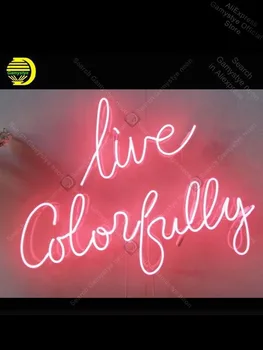 

Live Colorfully Neon Sign Glass Tube Handmade neon light Sign Recreation Room Neon Bar Signs Neon Light Signs for Store Bar Neon